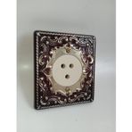 BUFER Sultan 1980’ler Vintage Telefon Prizi - Retro Antika Sıva Altı Telefon Prizi- Victorian Stil Altın Varaklı Dekoratif Konnektör