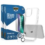 Buff iPhone Avantaj Paket - 2x5D Ekran Koruyucu + Şeffaf Hybrid Kılıf + Lens Koruyucu (Şeffaf (5D Glass), iPhone 15 Plus)