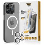 Buff iPhone Avantaj Paket - MagSafe Uyumlu Şeffaf Hybrid Kılıf + Easyfit 5D Ekran Koruyucu + Lens Koruyucu (Şeffaf (5D Glass), iPhone 15 Pro Max)