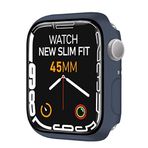 BUFF LABS Apple Watch 8/7 Uyumlu New Slim Fit Kılıf 45mm, Ekran Koruyuculu Akıllı Saat Kılıfı (Koyu Mavi)