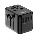 BUFF LABS BL80 Universal Seyehat Şarj Adaptörü 35W GAN Çoklu Priz Dönüştürücü (Siyah)
