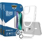 Buff Labs Buff iPhone 15 Plus Avantaj Paket - 2X5D Ekran Koruyucu + Magsafe Kılıf + Lens Koruyucu Glass - Şeffaf
