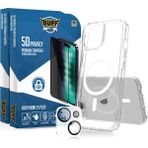 Buff Labs Buff iPhone 15 Plus Avantaj Paket - 2X5D Ekran Koruyucu + Magsafe Kılıf + Lens Koruyucu Privacy - Hayalet