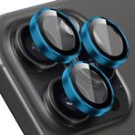 BUFF LABS Buff iPhone 15 Pro Max / 15 Pro Screen Protector 9H Safir Cam Kamera Metal Lens Koruyucu (Mavi)