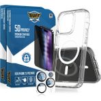Buff Labs Buff iPhone 15 Pro Max Avantaj Paket - 2X5D Ekran Koruyucu + Magsafe Kılıf + Lens Koruyucu Privacy - Hayalet