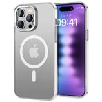 BUFF LABS Buff iPhone 15 Pro Max ile Uyumlu TaoFit Manyetik Yarı Saydam Metal Çerçeve Kılıf (Beyaz)