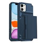 BUFF LABS iPhone 11 Slide Armor Case Sürgülü Kart Hazneli Koruyucu Kılıf (Mavi)