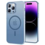 BUFF LABS iPhone 14 Pro Max TaoFit Manyetik Yarı Saydam Metal Çerçeve Kılıf (Mavi)