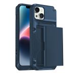 BUFF LABS iPhone 14 Slide Armor Case Sürgülü Kart Hazneli Koruyucu Kılıf (Mavi)