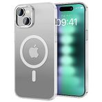 BUFF LABS iPhone 15 Plus ile Uyumlu TaoFit Manyetik Yarı Saydam Metal Çerçeve Kılıf (Beyaz)