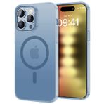 BUFF LABS iPhone 15 Pro ile Uyumlu TaoFit Manyetik Yarı Saydam Metal Çerçeve Kılıf (Mavi)