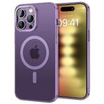 BUFF LABS iPhone 15 Pro ile Uyumlu TaoFit Manyetik Yarı Saydam Metal Çerçeve Kılıf (Mor)