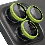BUFF LABS iPhone 15 Pro Max / 15 Pro ile Uyumlu Renkli Neon Metal Lens Koruyucu (Light Green)