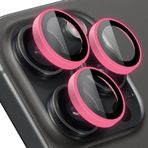 BUFF LABS iPhone 15 Pro Max / 15 Pro ile Uyumlu Renkli Neon Metal Lens Koruyucu (Pink)