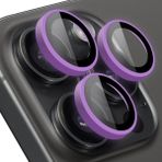 BUFF LABS iPhone 15 Pro Max / 15 Pro ile Uyumlu Renkli Neon Metal Lens Koruyucu (Purple)