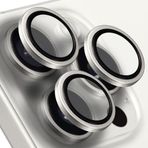 BUFF LABS iPhone 15 Pro Max / 15 Pro Uyumlu Titanyum Kamera Lens Koruyucu (Beyaz Titanyum)