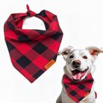 Buffalo Ekose Köpek Bandanaları 1 Paket, Kırmızı Ekose Köpek Bandanaları Eşarp Üçgen Önlükler Fular Flanel Birinci Sınıf Kalın Pamuk Tatil Bandana Aksesuarları Küçük Orta Büyük Köpekler ve Kediler