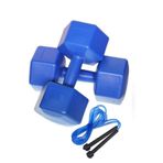 Buffer 10kg X 2 Adet Dambıl Ve Atlama Ipi Kombin Seti Vinyl Kaplama Dumbell, Tek Ebat, TYC00325677880, Mavi