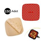 BUFFER® 150 Adet Kare Model Pişirme Kağıdı Ve Silikon Airfryer Matı 21,5 cm