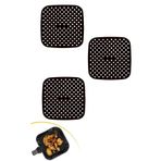 Buffer 3 Adet Isıya Dayanıklı Yıkanılabilir Silikon Airfryer ve Fırın Pişirme Matı, 21,5 cm, Kare, Kırmızı ve Siyah TYC00738720944