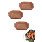 Buffer 3 Adet Isıya Dayanıklı Yıkanılabilir Silikon Fırın ve Airfryer Kare Pişirme Matı, 20 cm TYC00738668407