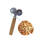 Buffer Ahşap Saplı 2'li Hamur Kesme Ruleti Düz ve Dalgalı Pizza Börek Kesici Aparatı