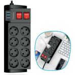 Buffer AY21YT3668 Isıya Dayanıklı Termal Akım Korumalı 2 mt 16A 4000W 8'li Priz ve 3 Usbli Uzatma Kablosu