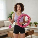 BUFFER Ayarlanabilir Hulahop Çemberi, Zayıflatıcı Fitness Aleti, Bel ve Karın İnceltici Spor Çemberi, Pembe