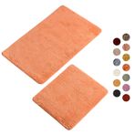 Buffer Banyo paspası seti, 2 parça, dekoratif banyo halısı, el yapımı, %100 akrilik, makinede yıkanabilir, kaymaz alt yüzey, emici, uzun ömürlü ve şık, turuncu, 60 x 100 cm, 50 x 60 cm