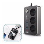 Buffer Isıya Dayanıklı Termal Akım Korumalı 2 10A 2500W 3 Priz ve 3 Usb 2.1A Uzatma Kablosu