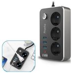 Buffer® Isiya Dayanikli Termal Akim Korumali 2 Mt 10A 2500W 3Lu Priz Ve 3 Usbi 21A Uzatma Kablosu