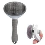 BUFFER® Kedi Köpek Tüy Toplayıcı Kendini Temizleyebilen Ergonomik Saplı Evcil Hayvan Tarağı (GRİ)