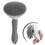 BUFFER® Kedi Köpek Tüy Toplayıcı Kendini Temizleyebilen Ergonomik Saplı Kullanımı Rahat Kaymaz Evcil Hayvan Tarağı Gri