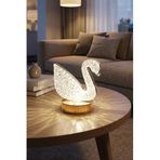 Buffer Kuğu Model Kristal LED Masa Lambası, Dokunmatik, 3 Renk Işık Modlu, Şarjlı, 14 x 14 cm, Gümüş