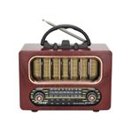 BUFFER® Orta Boy Retro Ahşap Tasarım Bluetooth Hoparlörlü Radyo – FM/AM Destekli, Şarjlı ve Taşınabi