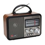 BUFFER® Orta Boy Retro, Nostaljik, Ahşap Tasarım Bluetooth Hoparlörlü, Şarjlı, Taşınabilir FM/AM Des