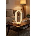 Buffer Oval Şeklinde Kristal LED Masa Lambası, Dokunmatik, 3 Renk Işık Modlu, Şarjlı, Şeffaf, 12 x 26,5 cm
