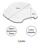 Buffer Silikon Kaymaz Taban Plastik 2 lt Kedi Köpek Mama ve Su Kabı
