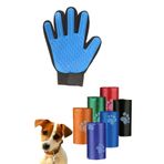 BUFFER® Tüy Toplayan Kedi Köpek Temizleme Tarama Eldiveni + Pati Desenli Evcil Hayvan Dışkı Poşeti