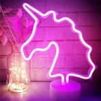 Buffer Unicorn Renkli Dekoratif Neon Led Pilli Masa ve Gece Lambası