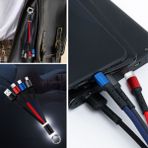 Buffer XAL52YT0052 Işıklı Anahtarlık Model 3in1 USB Çıkışlı Mikro Type-C ve iPhone Uyumlu Şarj Kablosu