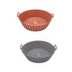 BUFFER® Yıkanılabilir Silikon Fırın Airfryer Yuvarlak Model Pişirme Matı Vizon Ve Gri 20 Cm