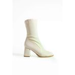 Bufu 25503 Beige Strech Bootie Bilek Boy Çorap Bot - 7 Cm Topuk