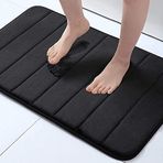 Buganda Hafızalı Köpük Banyo Paspası Halı, 60 cm x 40 cm, Ultra Yumuşak ve Kaymaz Banyo Halıları, Banyo, Duş ve Küvet için Su Emici ve Makinede Yıkanabilir Banyo Halısı, Siyah