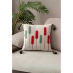 Buğday Desenli Punch Kırlent Kılıfı Tekli, Comfort Panç Yastık Kılıfı, Püsküllü 43X43cm