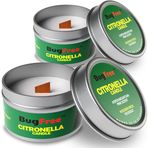 BugFree Citronella Mumları Dış Mekan ve İç Mekan Çam Kokulu - 6 oz Ahşap Fitilli Aspen Dağ Çamı, 25 Saatten Fazla Yanma Süresi - (2'li Paket)
