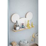 Buggi Kids Montessori Çocuk Odası Mickey Raf Beyaz & Ham MDF Kenarlı Dekoratif Duvar Rafı Çocuk Odası Figürlü
