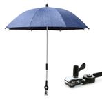 Buggy güneş şemsiyesi, evrensel bebek arabası güneş şemsiyesi, UV koruması 50+, yağmur veya güneş ışığı, askılı ve yaylı, açısı ayarlanabilir, 75 cm çap, şemsiye saplı bebek arabası şemsiyesi (mavi)