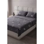 Bugi Home Collection Lalezar Çift Kişilik Yatak Örtüsü Seti – Şönil Kumaş, Lale Desenli, Punch Nakışlı, 240X260 Cm, Modern Çiçek Tasarımı - Antrasit - 240 x 260 cm