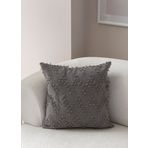 BUGİ HOME COLLECTİON Ritim Desenli Punch İşlemeli Keten Yastık Kılıfı, Dekoratif Kırlent Kılıfı 43 x 43 CM (Gri)
